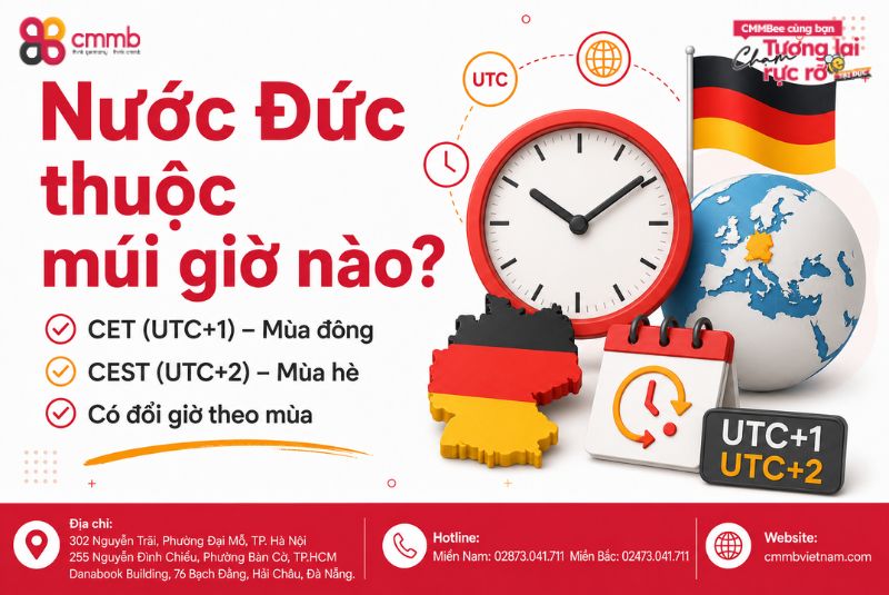 Giờ bên Đức lệch như thế nào so với giờ ở Việt Nam? 1 Nước Đức thuộc múi giờ nào?