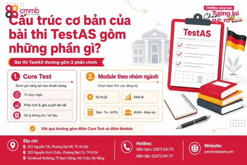 Cấu trúc cơ bản của bài thi TestAs gồm những phần gì?