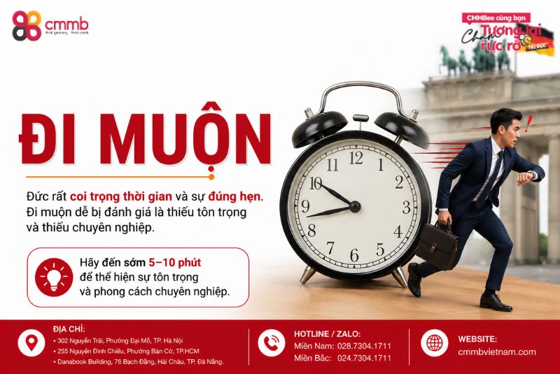 05 điều cấm kỵ khi sống ở Đức - Phần 1 về văn hóa 1 Đi muộn: Đứng đầu trong danh sách điều cấm kỵ khi sống ở Đức