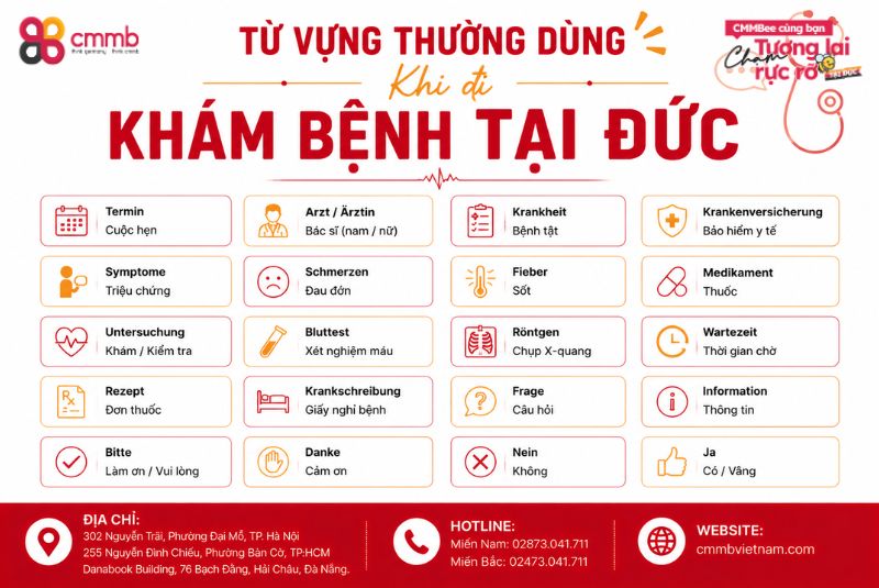 Từ vựng thường dùng khi đi khám bệnh tại Đức