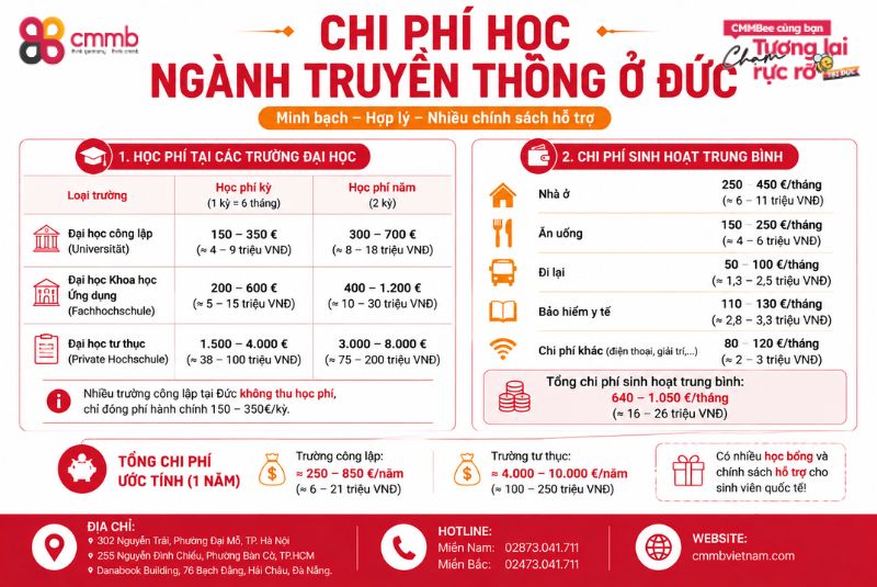 Du Học Đức Ngành Truyền Thông: Điều Kiện, Lộ Trình, Chi Phí 4 Chi phí học ngành truyền thông ở Đức