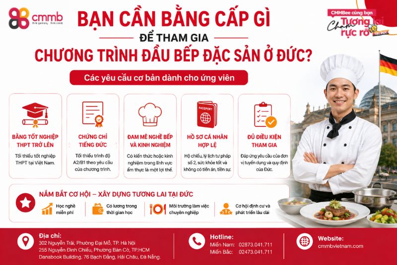 Bạn cần bằng cấp gì để tham gia chương trình đầu bếp đặc sản ở Đức?
