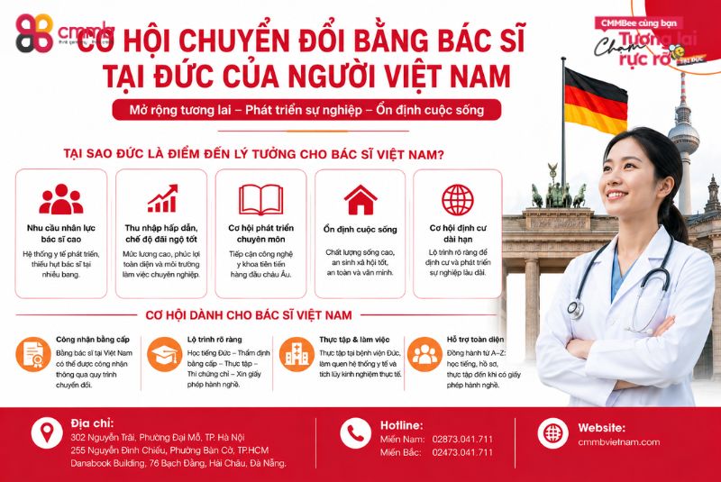 Chuyển Đổi Bằng Bác Sĩ Tại Đức 2026 - Cơ Hội Tương Lai Rộng Mở 4 Cơ hội chuyển đổi bằng bác sĩ tại Đức của người Việt Nam