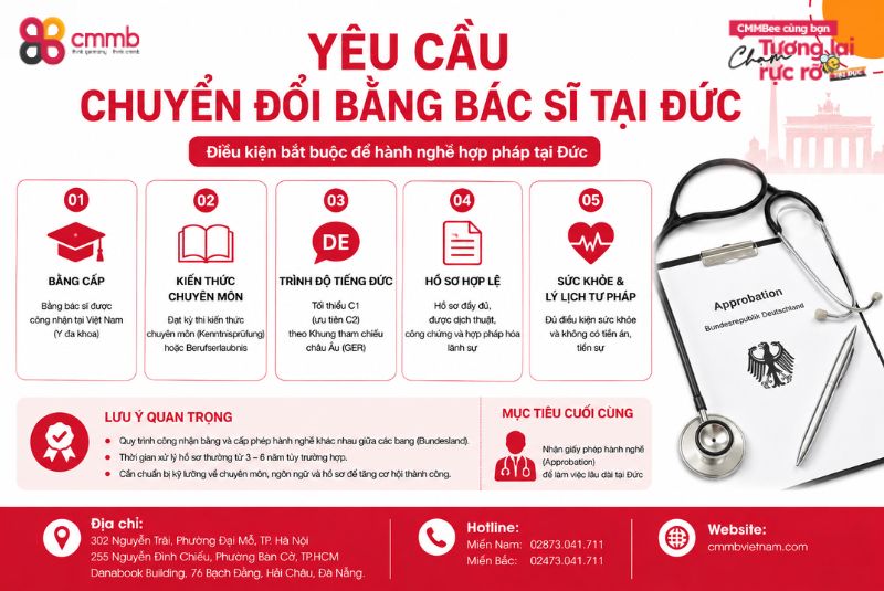Chuyển Đổi Bằng Bác Sĩ Tại Đức 2026 - Cơ Hội Tương Lai Rộng Mở 3 Yêu cầu chuyển đổi bằng bác sĩ tại Đức