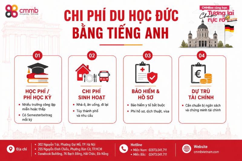 Du học Đức bằng Tiếng Anh: Điều kiện, chi phí, lộ trình 3 Chi phí du học Đức bằng tiếng Anh