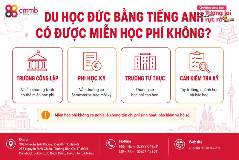 Du học Đức bằng Tiếng Anh: Điều kiện, chi phí, lộ trình 4 Du học Đức bằng tiếng Anh có được miễn học phí không?