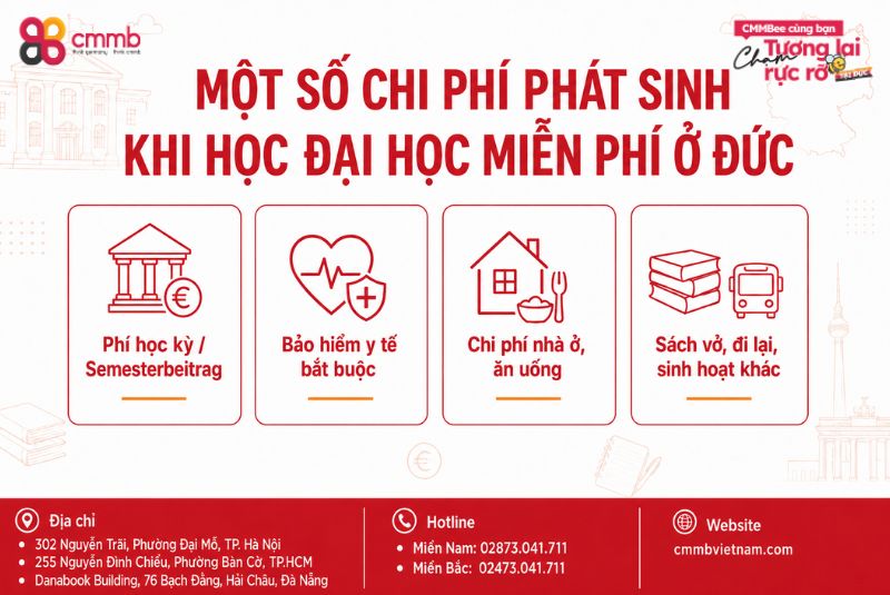 Top những trường đại học miễn phí ở Đức 2026 3 Một số chi phí phát sinh khi học đại học miễn phí ở Đức