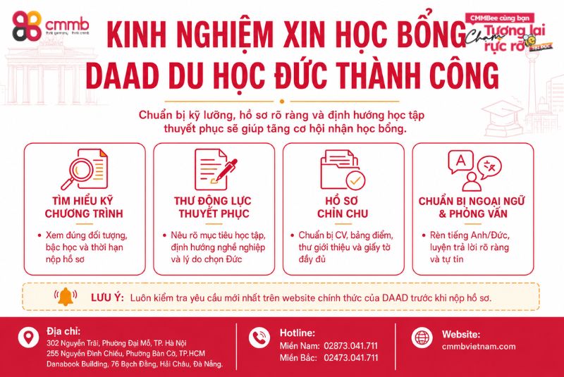 Học bổng DAAD du học Đức: Điều kiện, kinh nghiệm chuẩn bị 4 Kinh nghiệm xin học bổng DAAD du học Đức thành công