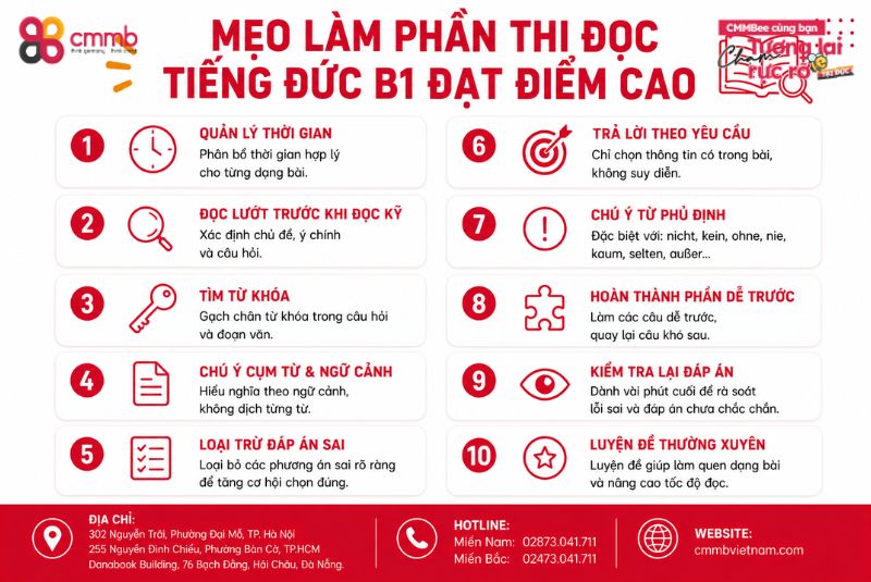Thi Đọc tiếng Đức B1: Hướng dẫn ôn luyện, mẹo làm bài 4 Mẹo làm phần thi đọc tiếng Đức B1 đạt điểm cao
