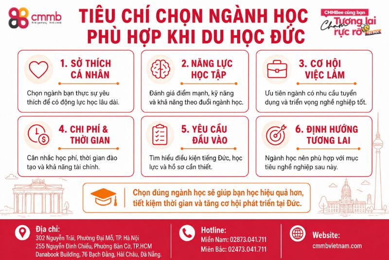 Du học Đức nên học ngành gì? Top những ngành du học HOT 3 Tiêu chí chọn ngành học phù hợp khi du học Đức