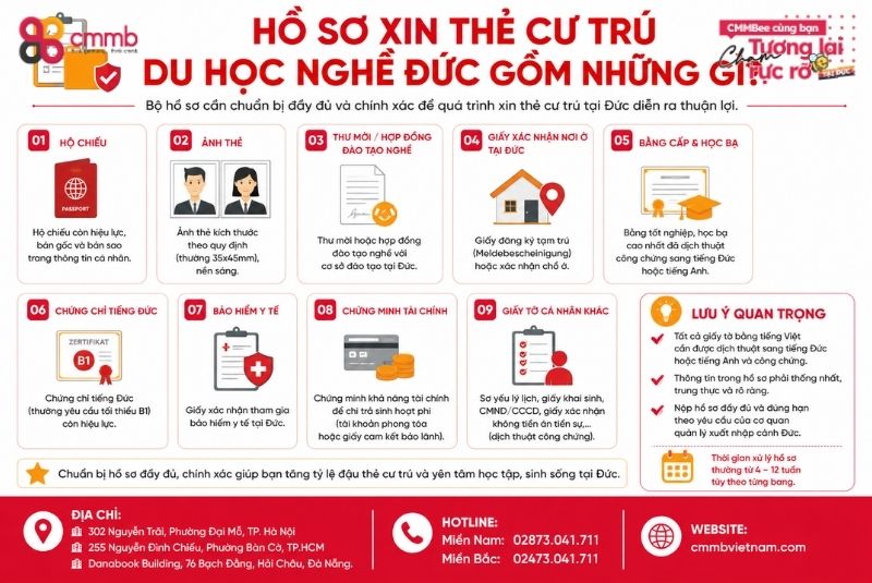 Hồ sơ xin thẻ cư trú du học nghề Đức gồm những gì?