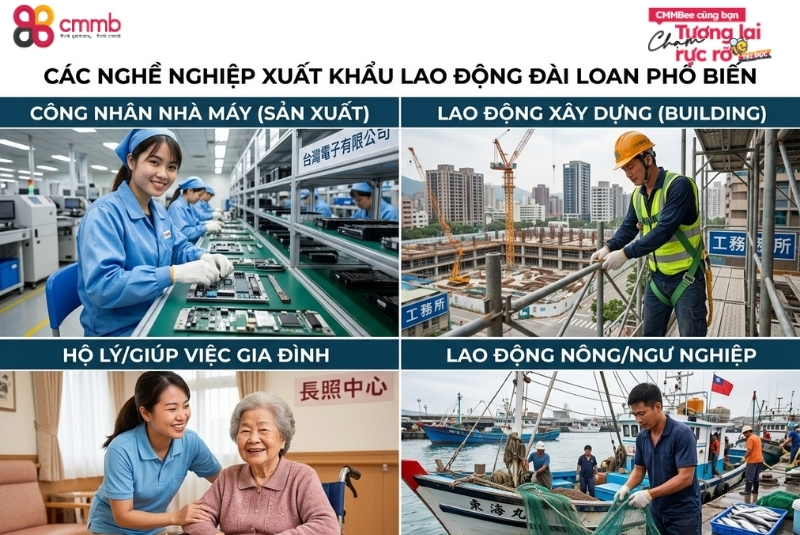 Xuất Khẩu Lao Động Đài Loan 2026: Dễ Dàng, Nhanh Chóng Có Thực Sự Tốt? 4 Các nghề nghiệp xuất khẩu lao động Đài Loan phổ biến