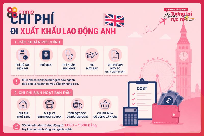 Xuất khẩu lao động Anh 2026: Điều kiện, chi phí, thu nhập mới nhất 3 Chi phí đi xuất khẩu lao động Anh