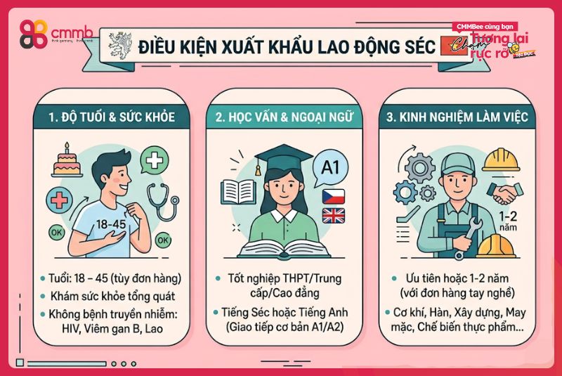 Xuất khẩu lao động Séc: Điều kiện, cơ hội, thu nhập 1 Điều kiện xuất khẩu lao động Séc