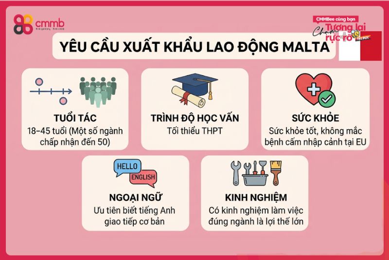 Xuất khẩu lao động Malta: Hồ sơ, chi phí và cơ hội 1 Yêu cầu xuất khẩu lao động Malta
