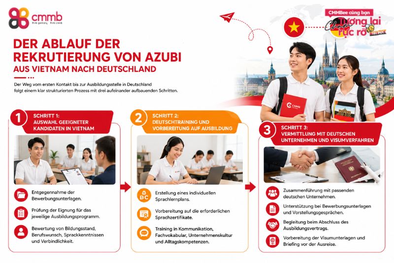 Azubi aus Vietnam: Nachwuchskräfte für Deutschland gewinnen 2 Der Ablauf der Rekrutierung von Azubi aus Vietnam nach Deutschland