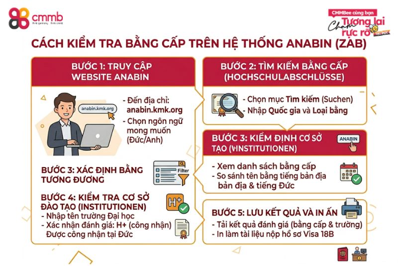 Bằng online có xin visa 18B được không? 4 Yếu tố quyết định 3 Cách kiểm tra bằng online trên hệ thống Anabin/ZAB