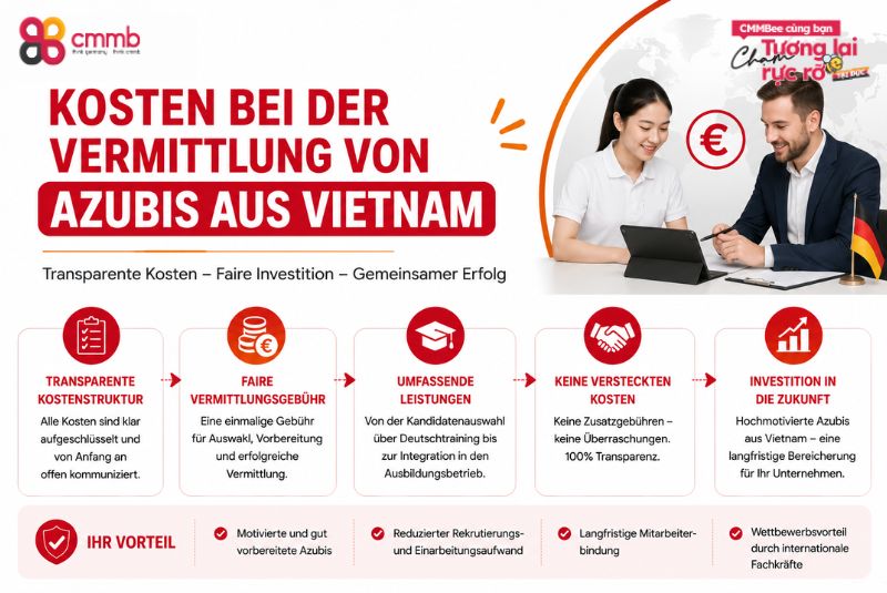 Auszubildende aus Vietnam: Chancen, Voraussetzungen und Ablauf der Vermittlung 3 Kosten bei der Vermittlung von Azubis aus Vietnam