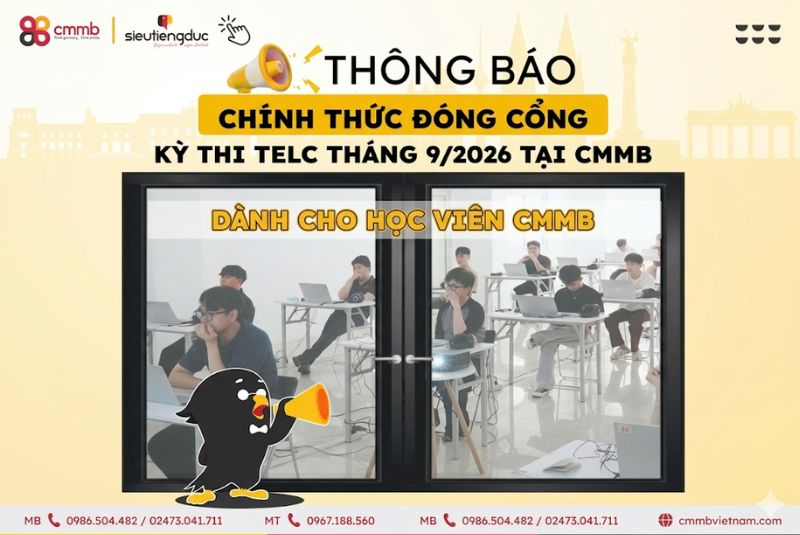 Chính thức đóng cổng đăng ký thi TELC B1 & B2 tháng 09/2026 dành cho học viên CMMB 43 thong bao
