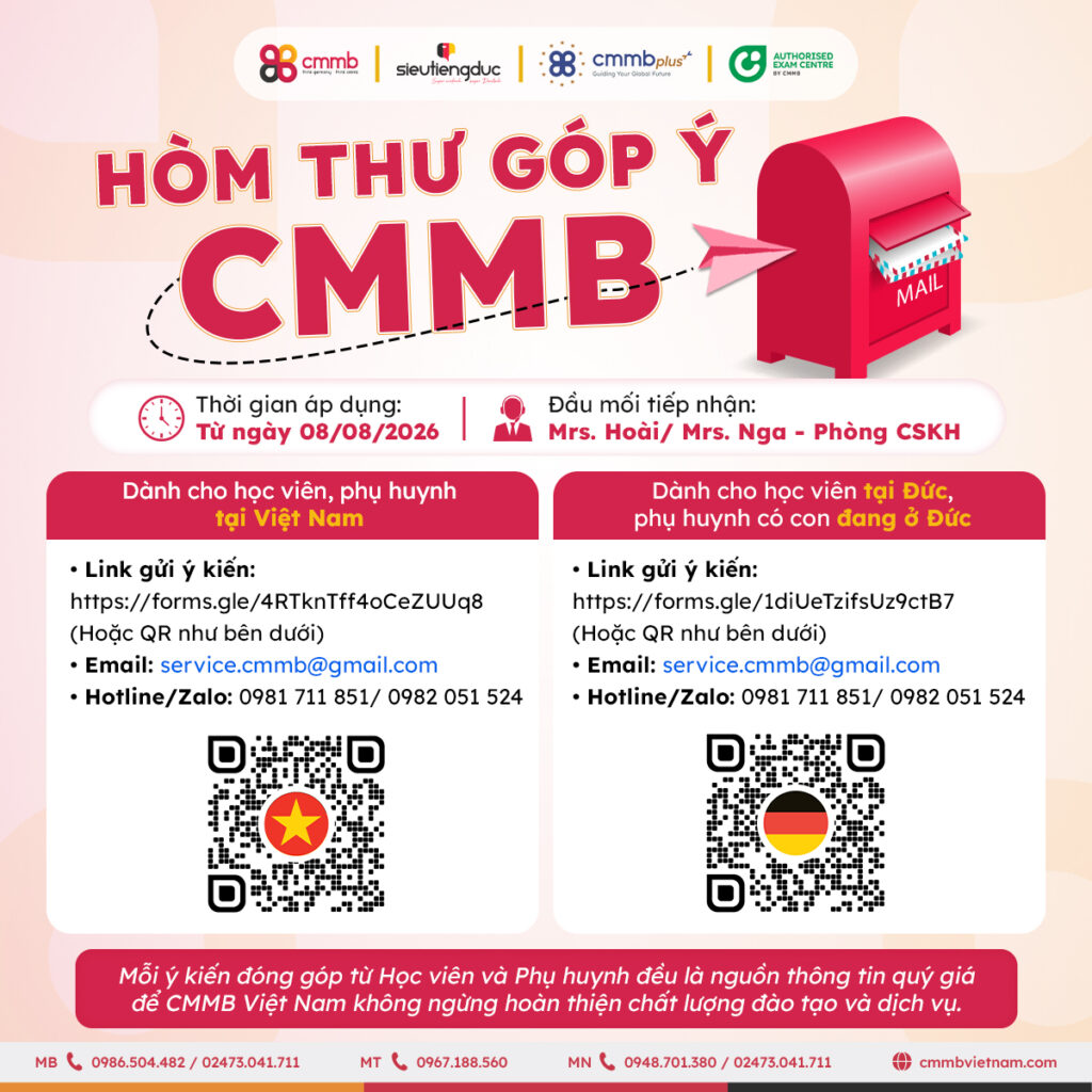 CMMB mở hòm thư góp ý dành cho học viên và phụ huynh 1 CMMB mở hòm thư góp ý dành cho học viên và phụ huynh