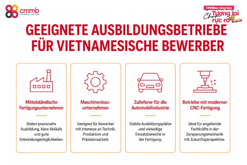 Auszubildende aus Vietnam in der Zerspanungsmechanik 3 Geeignete Ausbildungsbetriebe für vietnamesische Bewerber