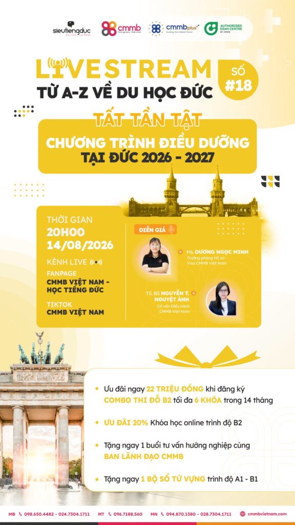Livestream #18: Từ A–Z Về Chương Trình Điều Dưỡng Tại Đức 2026–2027 1 Thông Tin Livestream Số #18 Về Điều Dưỡng Tại Đức