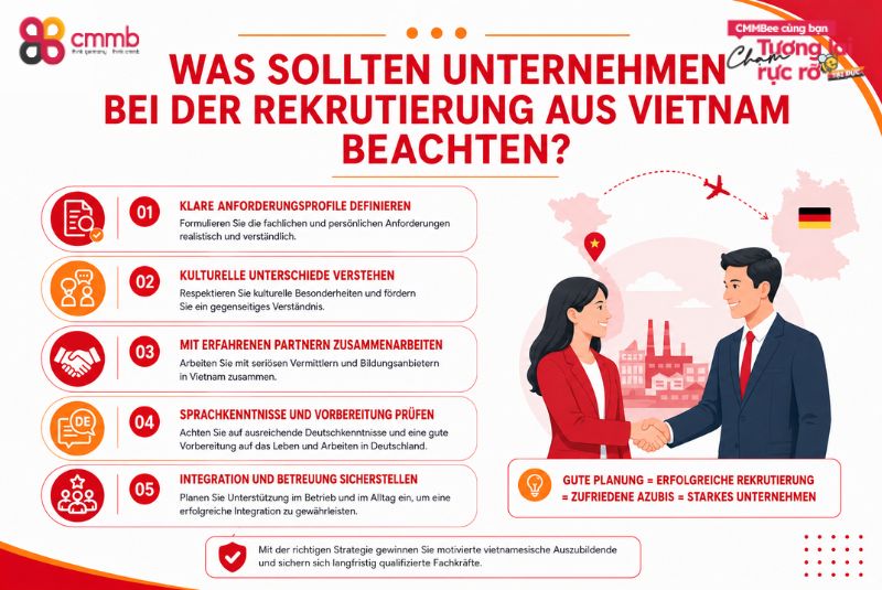 Auszubildende aus Vietnam in Sachsen-Anhalt rekrutieren 3 Was sollten Unternehmen bei der Rekrutierung aus Vietnam beachten?