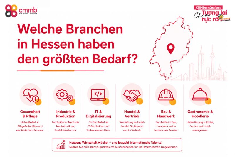 Auszubildende aus Vietnam in Hessen rekrutieren 2026 2 Welche Branchen in Hessen haben den größten Bedarf?